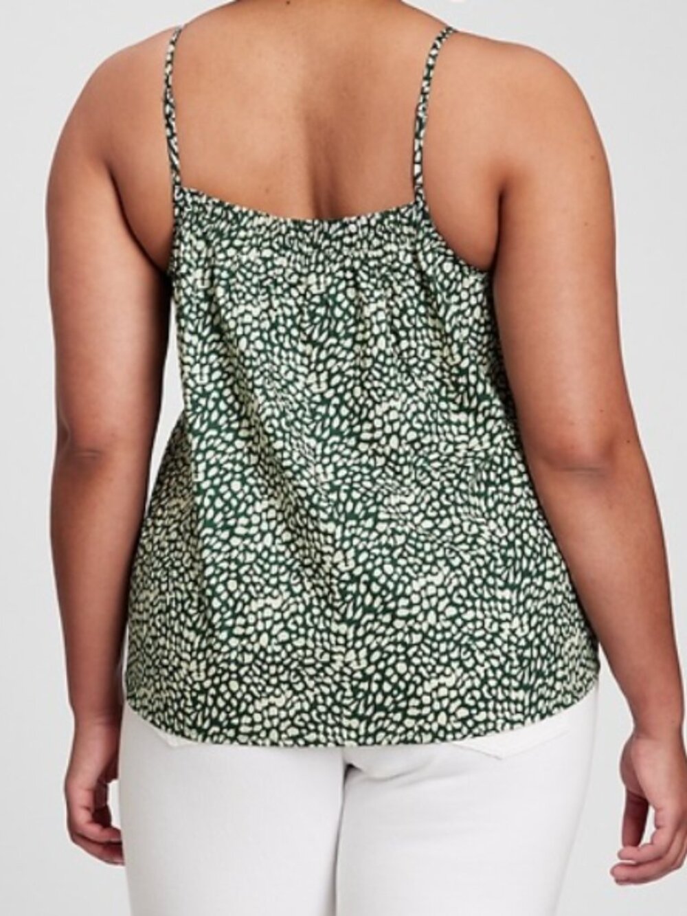 NWT GAP DEEP V-NECK PLEATED CAMI TANK TOP IN GREEN PRINT (SIZE XXL) - Picture 6 of 7